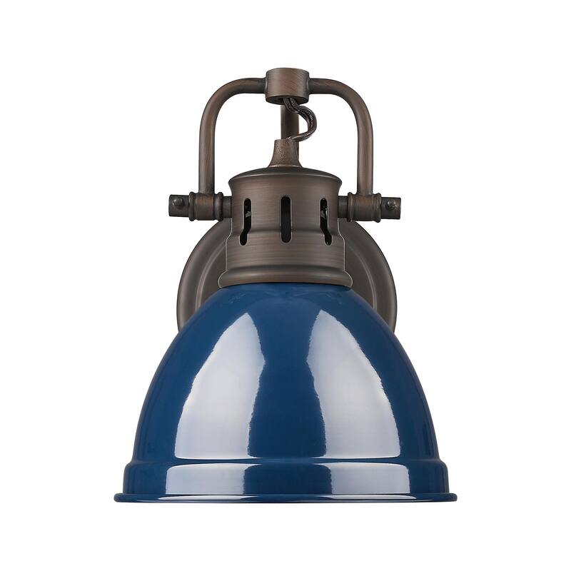 Yep by Golden Lighting Duncan 1-light Vanity in Rubbed Bronze and Navy Blue shade