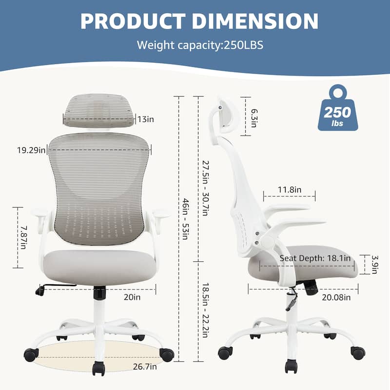Ergonomic Mesh Office Desk Chair with Adjustable Headrest