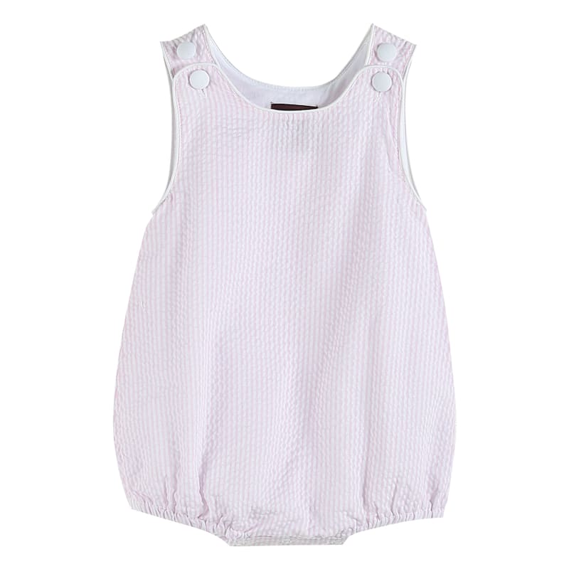 Lil Cactus Classic Pink Seersucker Bubble Romper