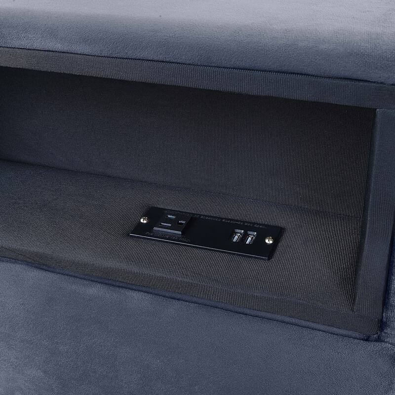 Rosdale Grey Upholstered Storage Bed w/ USBs by Furniture of America