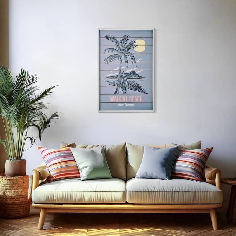 Kona Coast by Reyn Spooner Framed Waikiki Beach Printed Veneer Wall Art