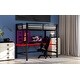 preview thumbnail 25 of 28, Twin Size Gaming Metal Loft Bed Frame with LED Light and Desk, 77.2"L x42.4"W x 72"H