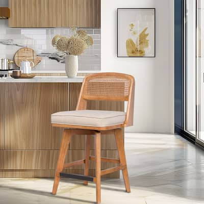 INK+IVY Micah Woven Rattan Back Swivel Counter Stool - 20.5"W x 20"D x 36.5"H