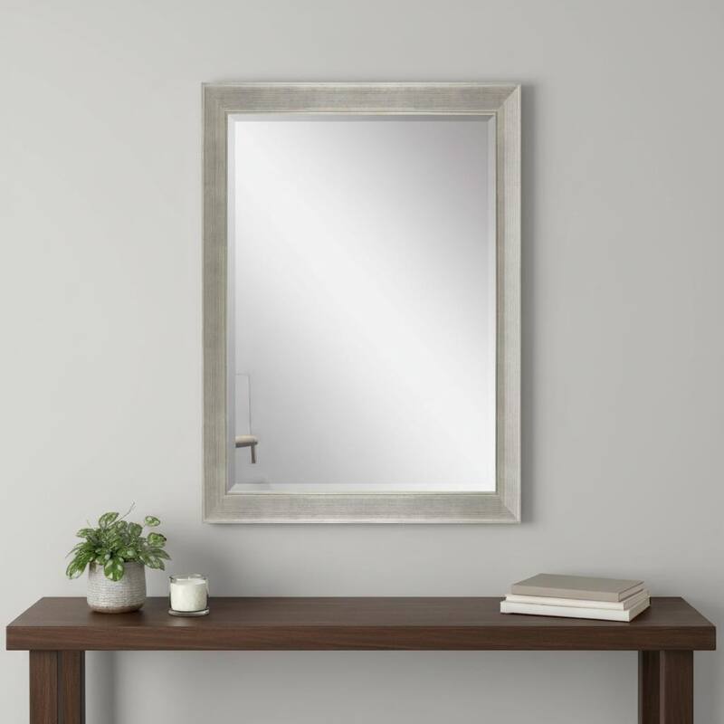 HomeRoots 41" Silver Solid Wood Framed Accent Mirror - 29.00 in. x 41.00 in. x 2.00 in. - 29.00 in. x 41.00 in.  x 2.00 in.