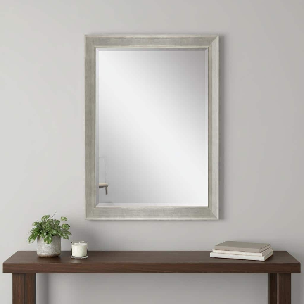 HomeRoots 41" Silver Solid Wood Framed Accent Mirror - 29.00 in. x 41.00 in. x 2.00 in.