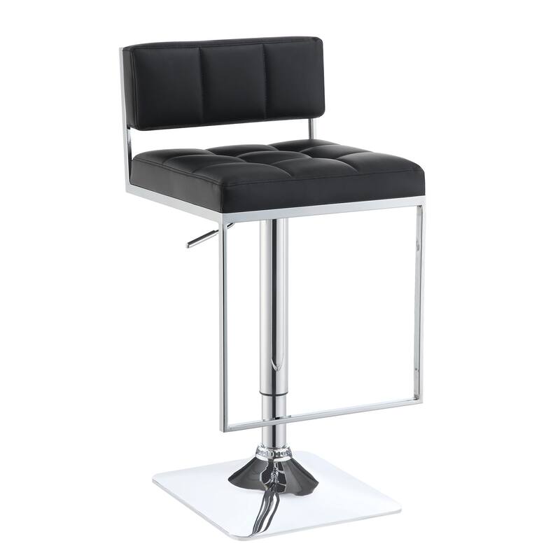 Adjustable Contemporary Metal Bar Stool, Black & Silver