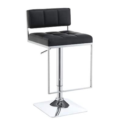 Adjustable Contemporary Metal Bar Stool, Black & Silver