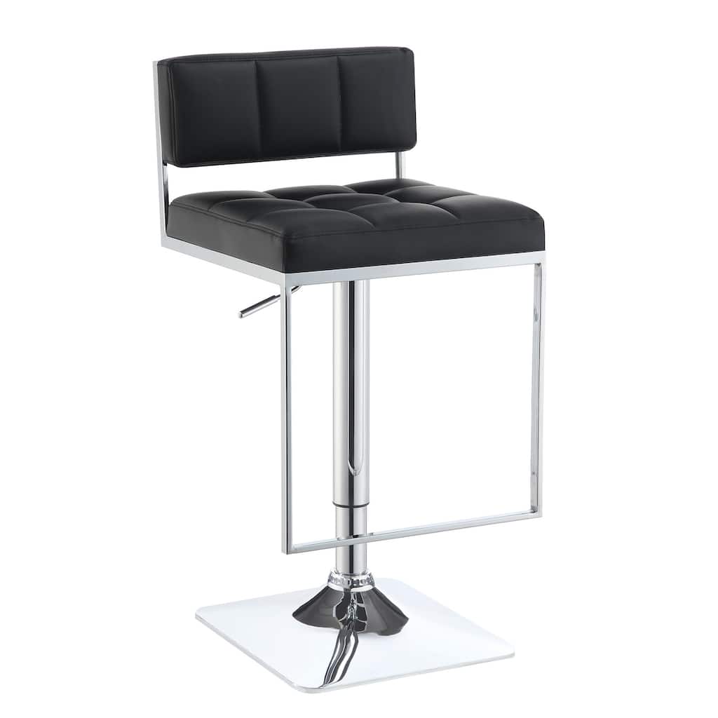Adjustable Contemporary Metal Bar Stool, Black & Silver