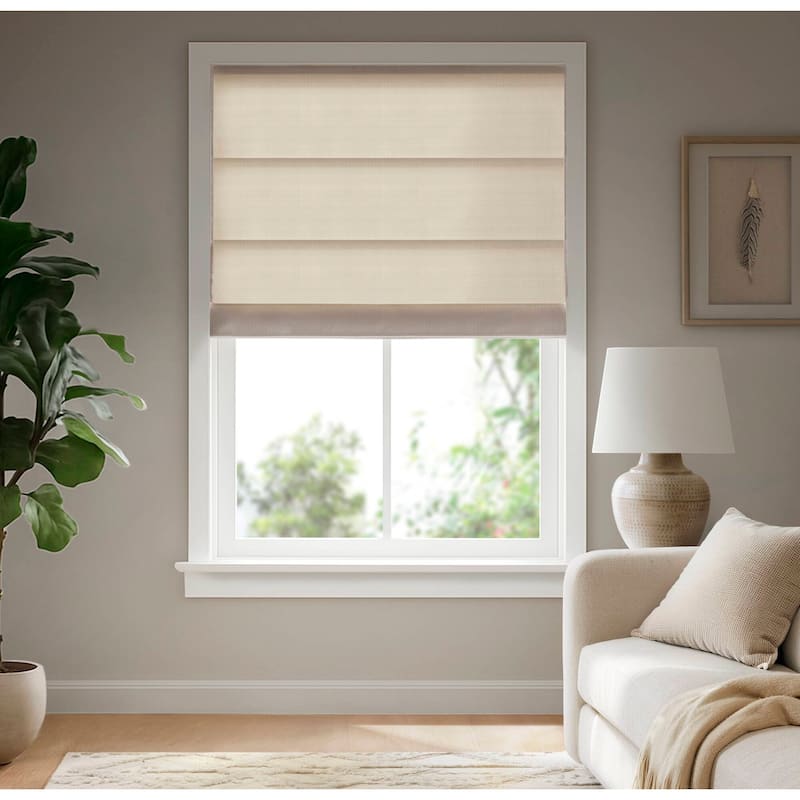 Madison Park Galen Matte Cordless Roman Blind Galen Matte fabric - 27" x 64" - 27" x 64" - Matte Ivory