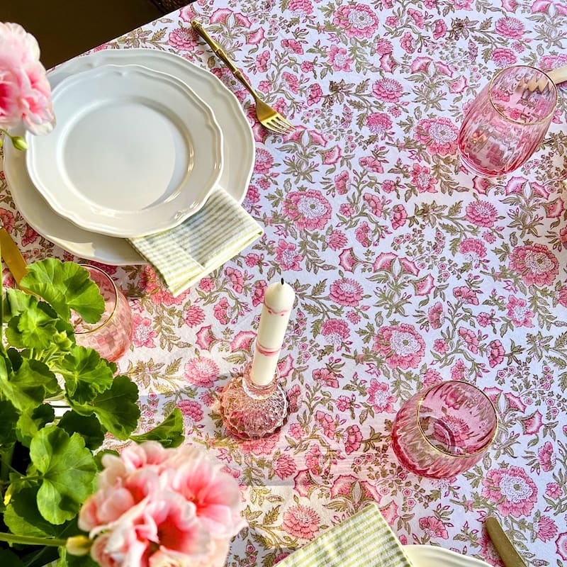 Beatrice pink and green tablecloth