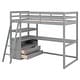 preview thumbnail 27 of 43, Loft Bed with L-Shaped Desk, Shelves & 2 Built-in Drawers