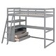 preview thumbnail 5 of 8, Twin Wooden Loft Bed with Desk, Two Built-in Storage Drawers & Shelves, High Loftbed with Bookshelves for Kids Teens Bedroom