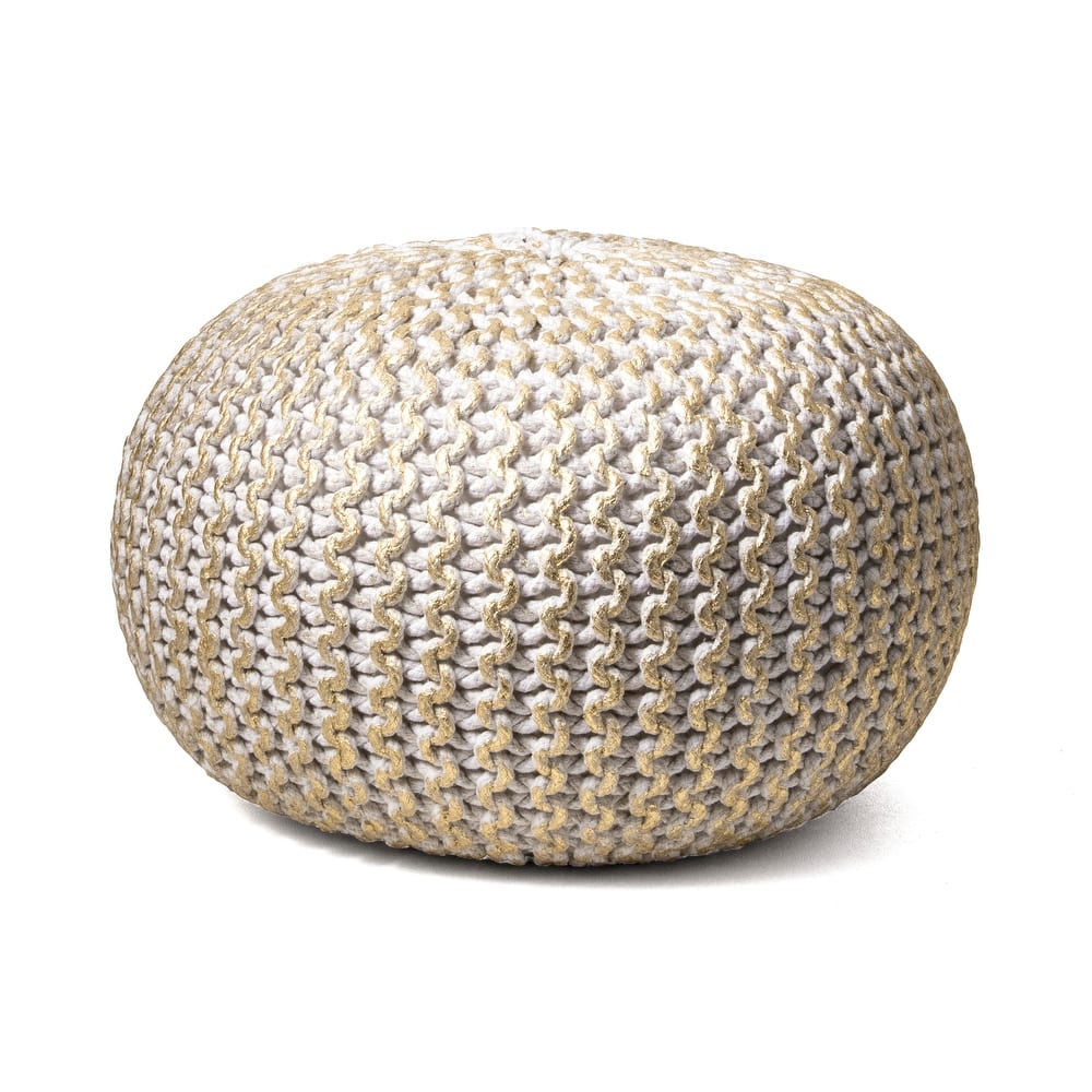 Nuloom Ling Round Knit Filled Ottoman Pouf
