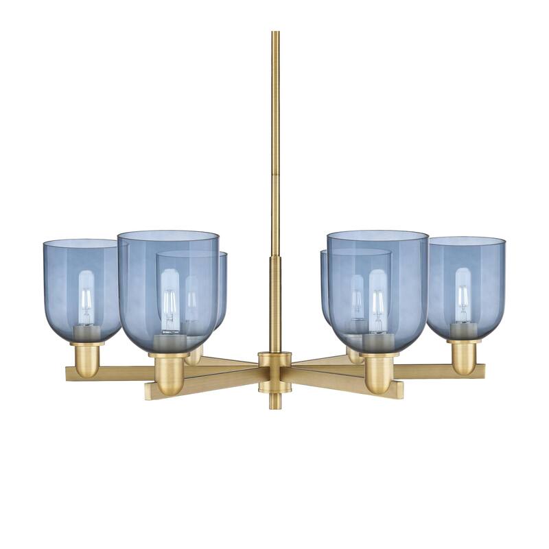 Innovations Lighting 716-6CR-12-36 Bella Chandelier Bella 6 Light 36" - Brushed Brass / Blue