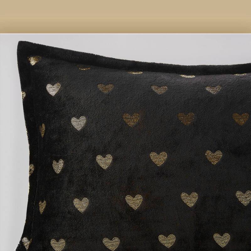 3 PCS Twin/Twin XL Metallic Printed Plush Comforter Set with Throw Pillow