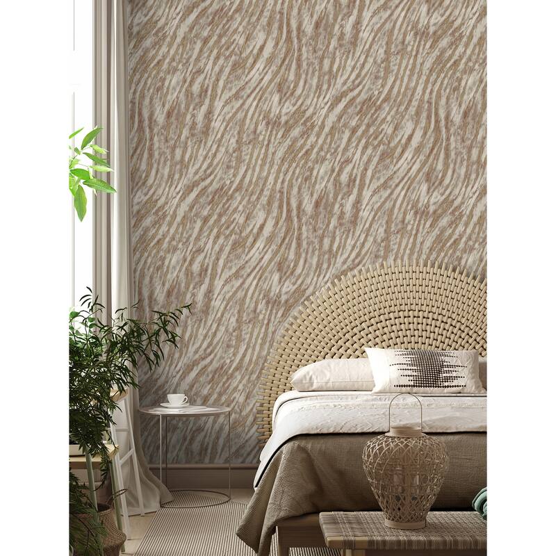 Fine Decor Arran Rose Gold Swirling Stripe Wallpaper