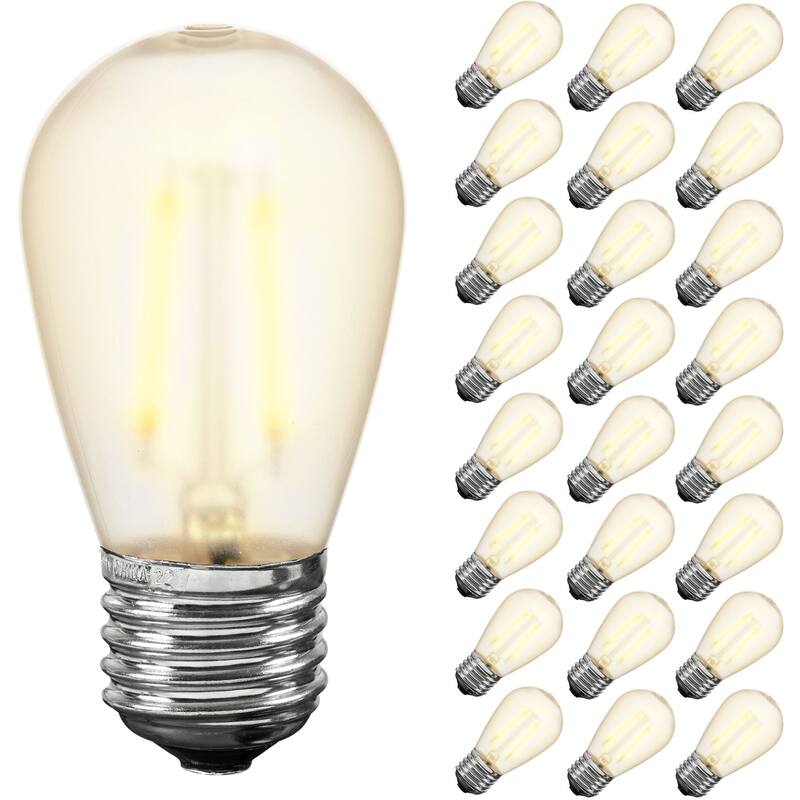 25 Pack LED S14 Outdoor Patio Edison Replacement Bulbs, Warm White, E26 Base - Off-White