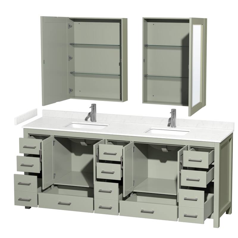 Sheffield Double Bathroom Vanity Set, Cultured Top, Medicine Cabinets