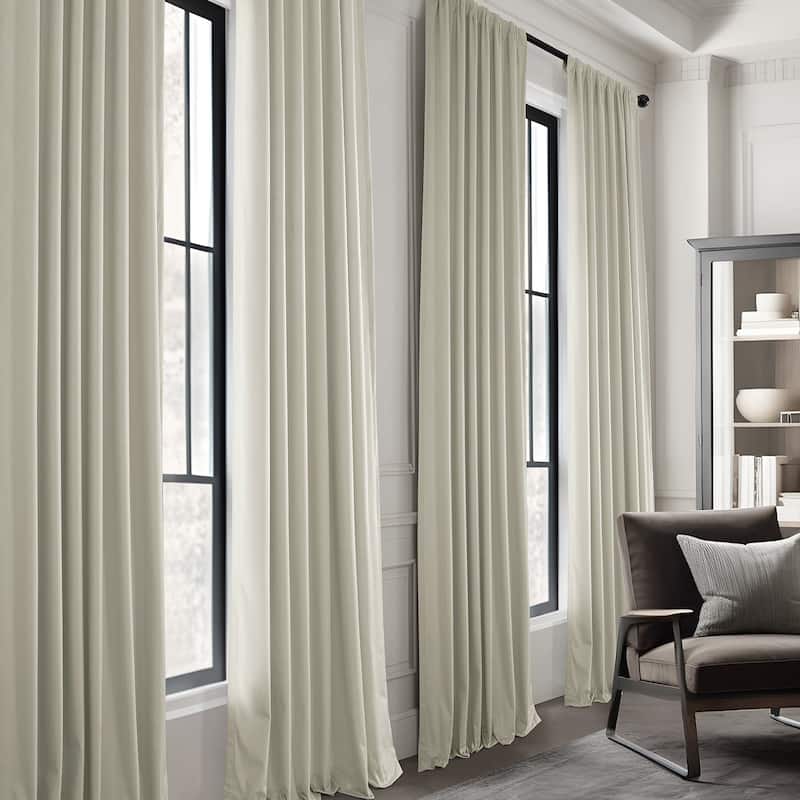 Exclusive Fabrics Basic Deluxe Velvet Room Darkening Curtain Pair - 2 Panels Window Curtains