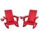 preview thumbnail 57 of 68, Shoreside Kids Outdoor Poly Adirondack Rocking Chair with Cup Holder (Set of 2) Red