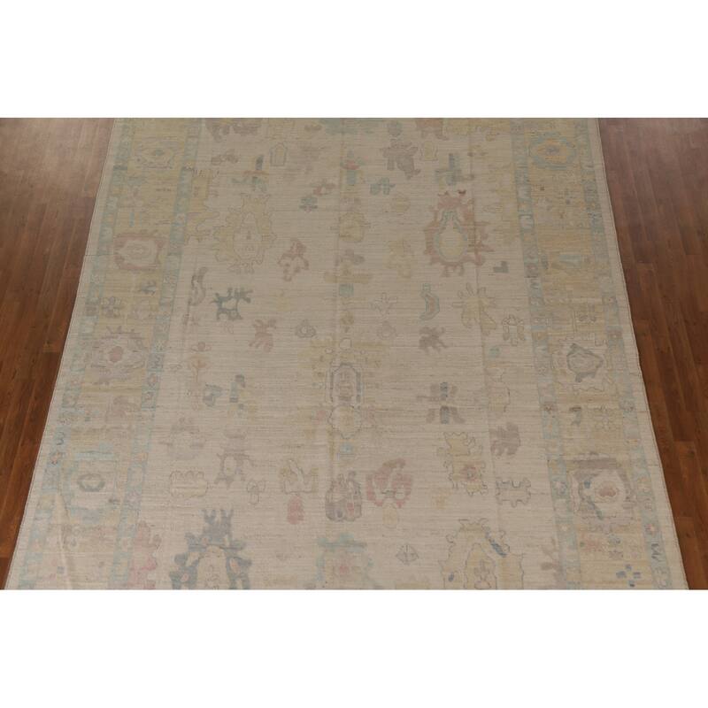 Floral Oushak Turkish Rug Handmade Wool Carpet - 8'11"x 12'11"
