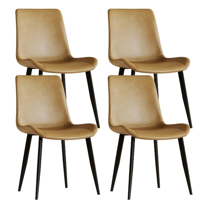 Modern Dining Chair Set Of 4 Pieces, With Floral Pu Leather Seats And Carbon Steel Legs, Suitable For Home, Restaurant