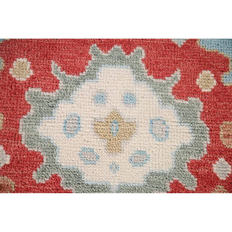Light Blue Floral Oushak Area Rug Hand-Knotted Oriental Wool Carpet - 8'11"x 11'10"