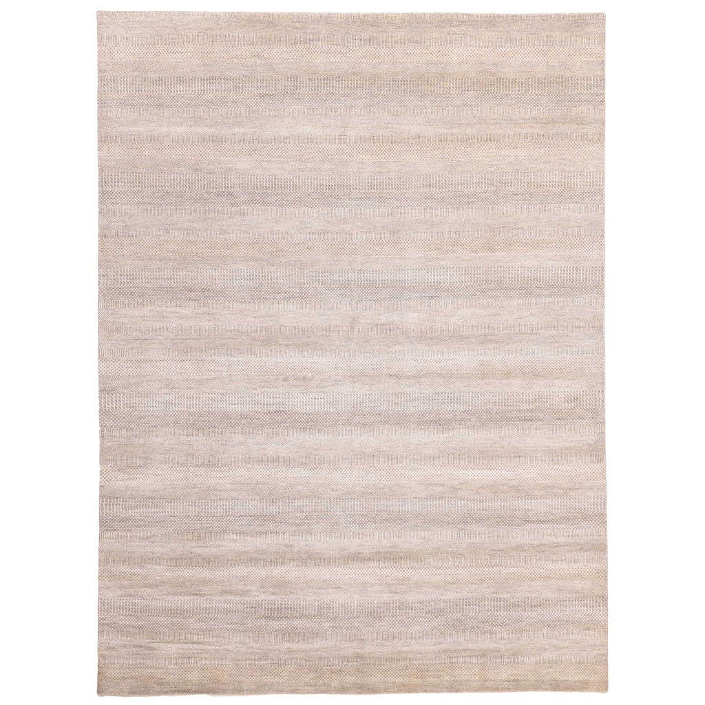 ECARPETGALLERY Hand-knotted Finest Silk Shadow Grey Silk, Wool Rug - 9'2 x 11'9