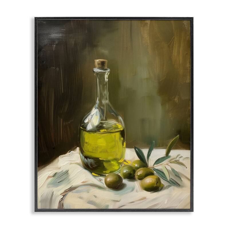 Stupell Olive Oil Still Life Framed Giclee Art Design By Arlington Prints - 16 x 20 - Black