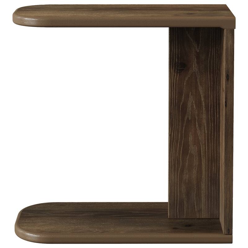 Solid Wood C-Shaped End Table, Sofa Couch Side Snack Accent Table, Living Room Bedroom Couch Table