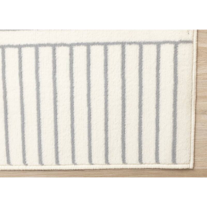 Forte White Grey Curved Arches Indoor Area Rug