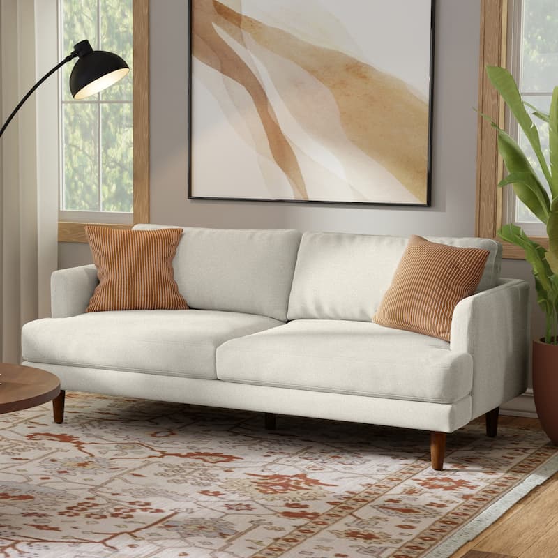 WYNDENHALL Chloris 76 inch Wide Mid-Century Modern Sofa - Cream White