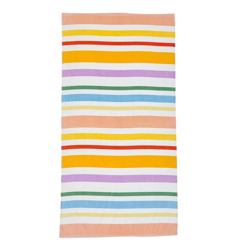 Linery & Co. 100% Cotton Printed Beach Towel for Kids, 30" x 60" - Colorful Stripes - 30" x 60"