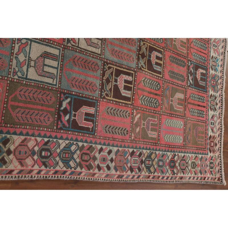 Hand Knotted Oriental 100% Wool Carpet Traditional All-Over Pink Bakhtiari Area Rug - 9' 3'' X 4' 8''