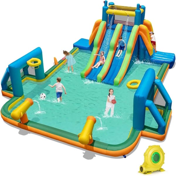 slide 2 of 6, 19x17 FT Waterslide Park Inflatable Water Slide Blow up Splash Pool