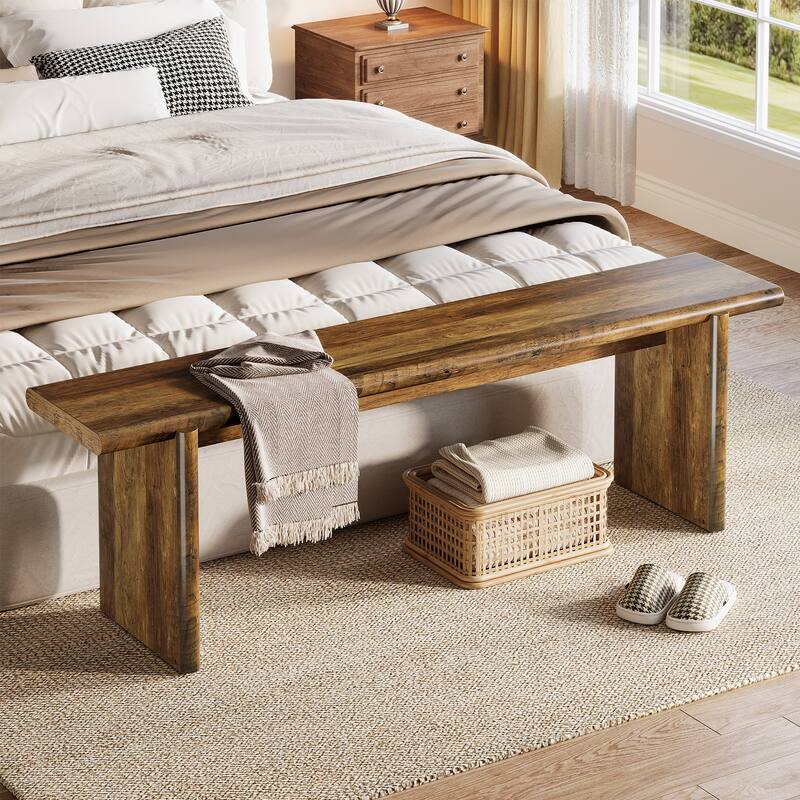 59-Inch Wooden Entryway Bench Shoe Bench Seat for Hallway - 11.8" D x 59" W x 18.1" H