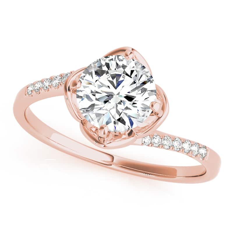 Auriya 14k Rose Gold Lab Grown Round Diamond Engagement Ring 0.50 to 5.00 ct. tw. (F-G VS) - 1.00 ct. center - 5.5