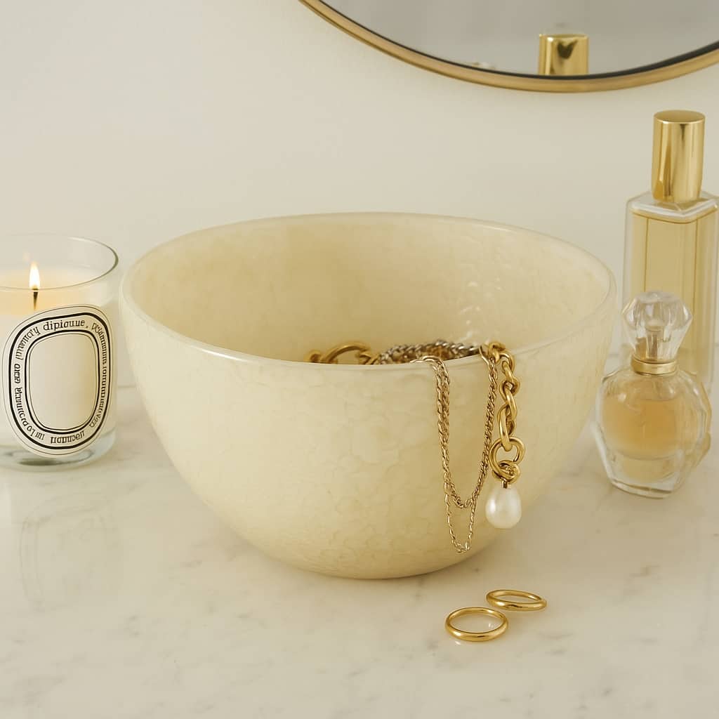 Modern Textured Glass Decorative Bowl - Home Decor - 9" - 9.0"