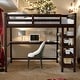 preview thumbnail 1 of 7, Full Size Loft Bed With Storage Shelves And Under-bed Desk for Home Espresso
