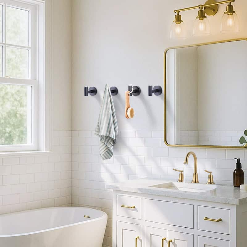 WOWOW Stainless Steel J-Hook Robe/Towel Hook 4 PCS