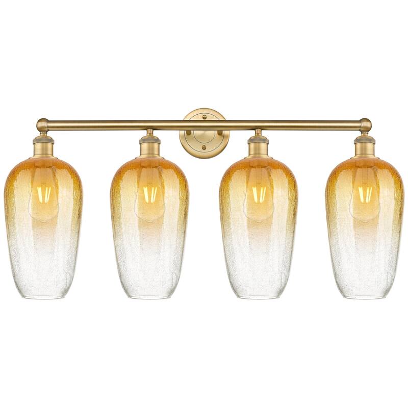 Innovations Lighting 616-4W-18-34 Brookhaven Flute Vanity Brookhaven - Brushed Brass / Amber