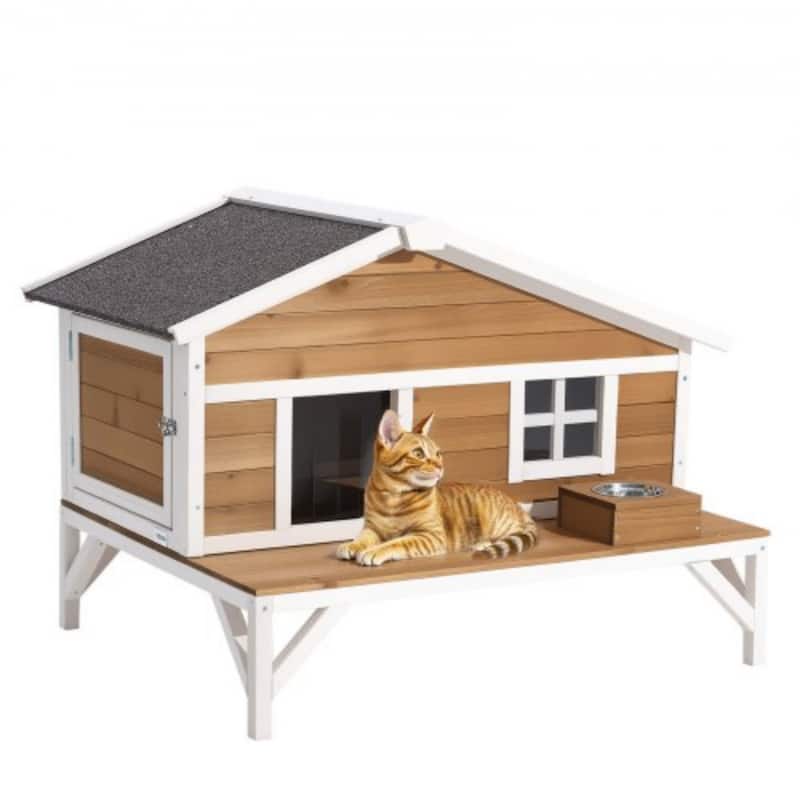 Outdoor Cat House with Insulated Foam Panels and PVC Curtain Weather-Resistant Design