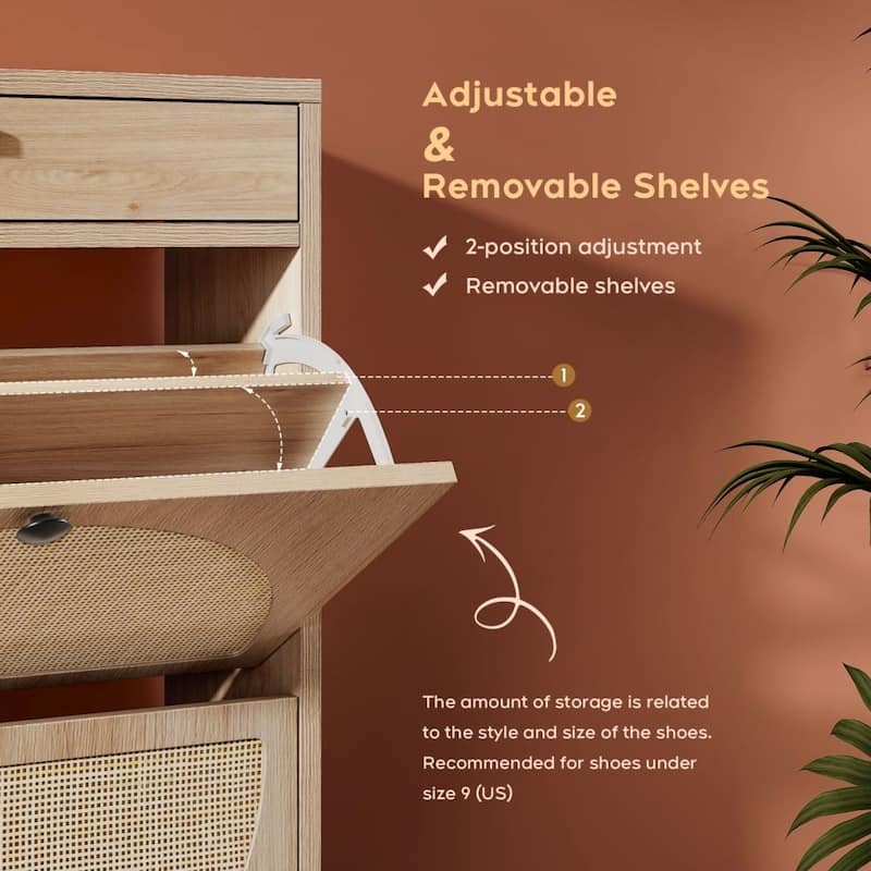 Boho Natural Rattan Shoe Storage Cabinet