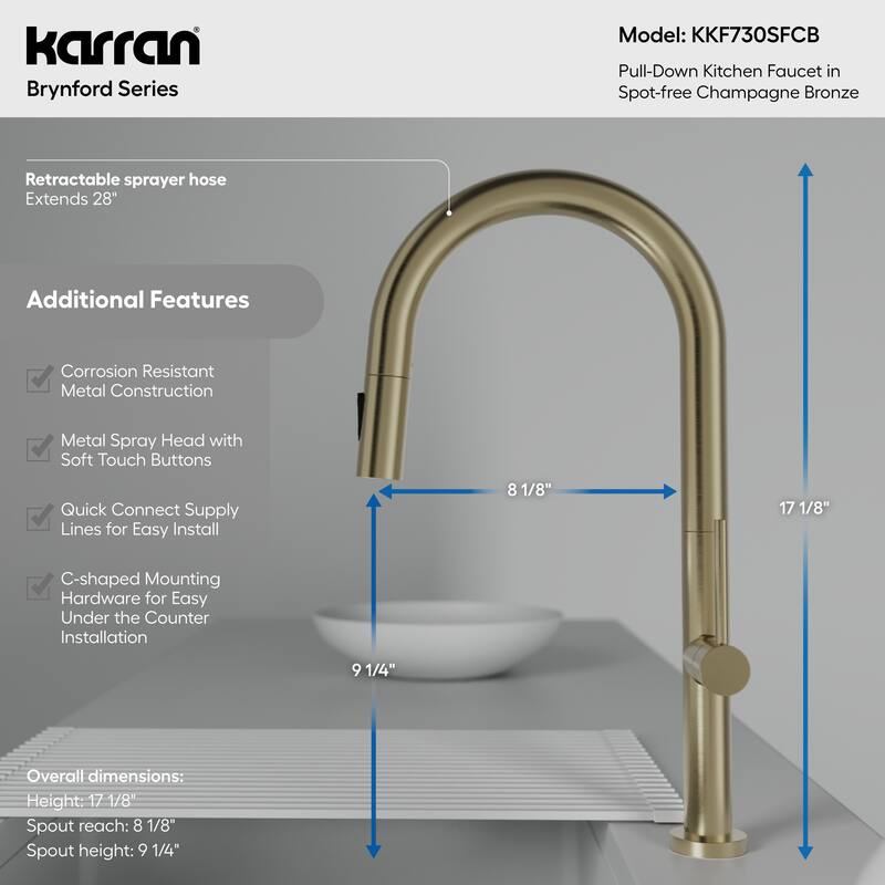 Karran Brynford Single Handle Pull-Down Sprayer Kitchen Faucet