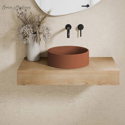 Lisse 14.5" Concrete Round Vessel Sink In Matte Terracotta - 14.5