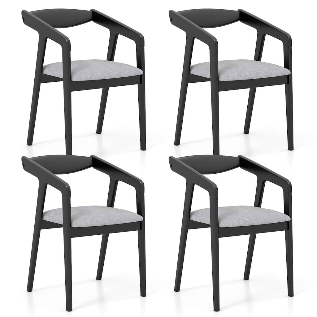 Gymax 4 PCS Wooden Dining Chair w/ Rubber Wood Frame Armrests Padded