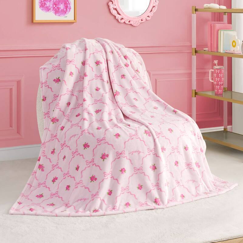 Juicy Couture 50"x70" Plush Kids Throw Blankets - 50" x 70" - Rose Light Pink