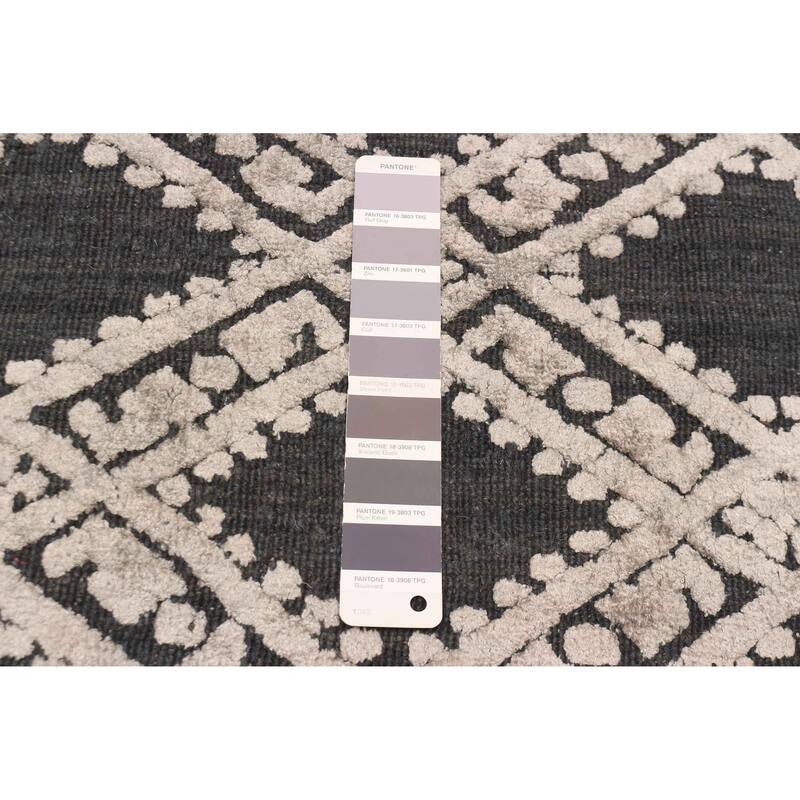 ECARPETGALLERY Hand Loomed Elysian Light Grey Viscose, Wool Rug - 4'10 x 6'10