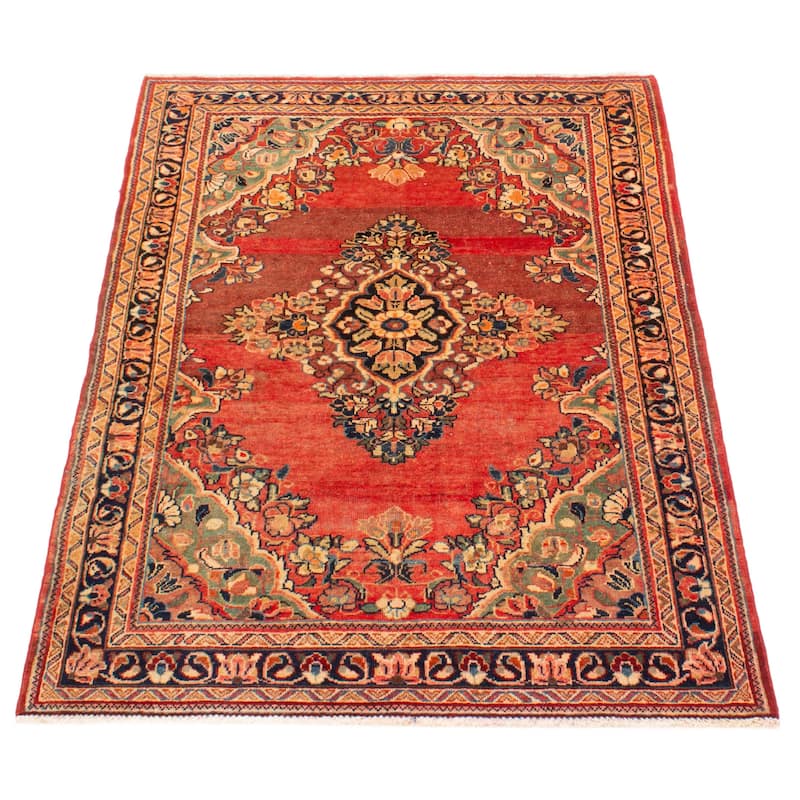 ECARPETGALLERY Hand-knotted Andelz Red Wool Rug - 4'3 x 6'9
