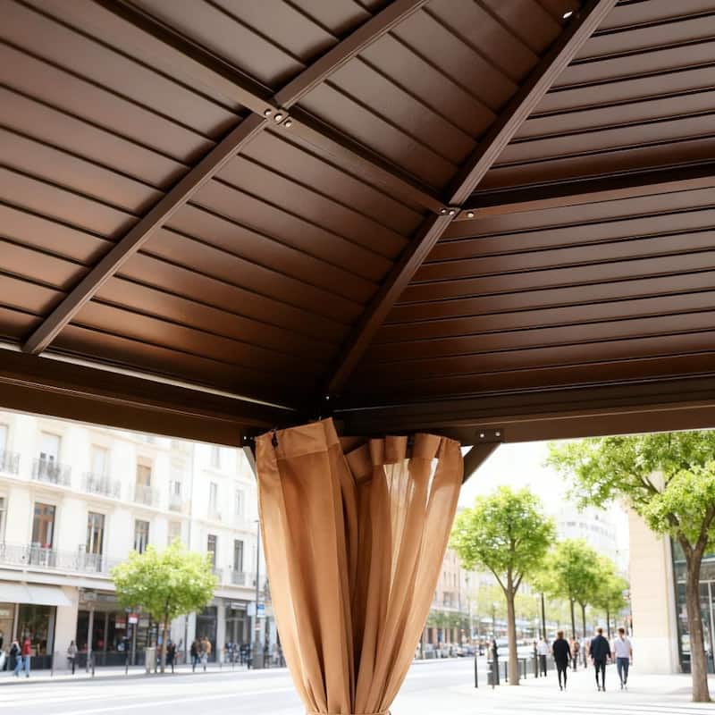 GDFStudio - Outdoor 10'x13' Hardtop Gazebo with Curtains & Netting